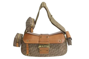 極美品 Christian Dior クリスチャンディオール ショルダーバッグ ストリートシック 07-MA-1022 トロッター柄 ゴールド金具 中古 4c074132