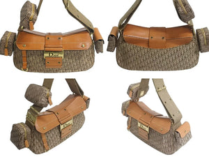 極美品 Christian Dior クリスチャンディオール ショルダーバッグ ストリートシック 07-MA-1022 トロッター柄 ゴールド金具 中古 4c074132