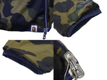 画像をギャラリービューアに読み込む, A BATHING APE アベイシングエイプ リバーシブルダウンジャケット サイズL キルティング カモフラ柄 カーキ ネイビー 良品 中古 4c074140 