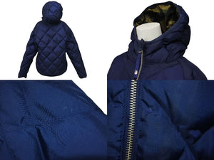 A BATHING APE アベイシングエイプ リバーシブルダウンジャケット サイズL キルティング カモフラ柄 カーキ ネイビー 良品 中古 4c074140 
