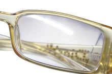Load image into Gallery viewer, Christian Dior クリスチャンディオール クリア ロゴ ラインストーン サングラス イエロー プラスチック 52☐15 T63NM 美品 中古 4c074142
