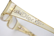 Load image into Gallery viewer, Christian Dior クリスチャンディオール クリア ロゴ ラインストーン サングラス イエロー プラスチック 52☐15 T63NM 美品 中古 4c074142
