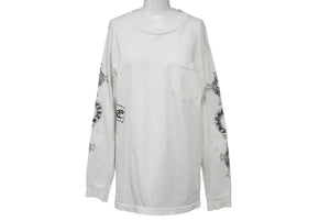 CHROME HEARTS クロムハーツ フロントポケット プリント ロンT 長袖 コットン ホワイト サイズM 美品 中古 4c074145