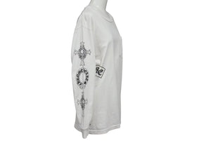 CHROME HEARTS クロムハーツ フロントポケット プリント ロンT 長袖 コットン ホワイト サイズM 美品 中古 4c074145