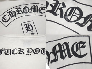 CHROME HEARTS クロムハーツ フロントポケット プリント ロンT 長袖 コットン ホワイト サイズM 美品 中古 4c074145