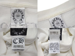 CHROME HEARTS クロムハーツ フロントポケット プリント ロンT 長袖 コットン ホワイト サイズM 美品 中古 4c074145