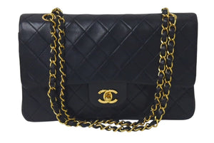 CHANEL シャネル マトラッセ25 Wフラップ Wチェーンショルダーバッグ 2番台 ラムスキン ココマーク ブラック ゴールド金具 美品 中古 4c074152