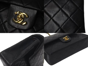CHANEL シャネル マトラッセ25 Wフラップ Wチェーンショルダーバッグ 2番台 ラムスキン ココマーク ブラック ゴールド金具 美品 中古 4c074152