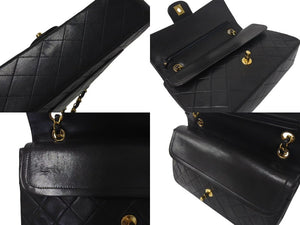 CHANEL シャネル マトラッセ25 Wフラップ Wチェーンショルダーバッグ 2番台 ラムスキン ココマーク ブラック ゴールド金具 美品 中古 4c074152