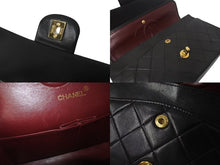 Load image into Gallery viewer, CHANEL シャネル マトラッセ25 Wフラップ Wチェーンショルダーバッグ 2番台 ラムスキン ココマーク ブラック ゴールド金具 美品 中古 4c074152