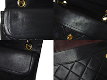 Load image into Gallery viewer, CHANEL シャネル マトラッセ25 Wフラップ Wチェーンショルダーバッグ 1番台 ラムスキン ココマーク ブラック ゴールド金具 美品 中古 4c074153