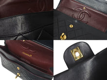 Load image into Gallery viewer, CHANEL シャネル マトラッセ25 Wフラップ Wチェーンショルダーバッグ 1番台 ラムスキン ココマーク ブラック ゴールド金具 美品 中古 4c074153
