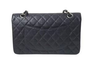 極美品 CHANEL シャネル マトラッセ25 チェーンショルダーバッグ ココマーク 5番台 キャビアスキン ブラック シルバー金具 中古 4c074154