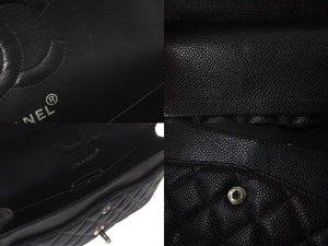 極美品 CHANEL シャネル マトラッセ25 チェーンショルダーバッグ ココマーク 5番台 キャビアスキン ブラック シルバー金具 中古 4c074154