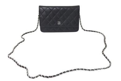CHANEL シャネル マトラッセ チェーンショルダーウォレット シングルフラップ シングルチェーン 25番台 キャビアスキン 美品 中古 4c074155