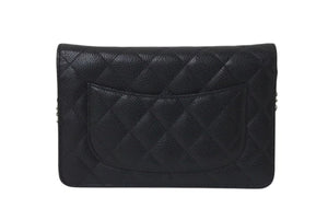 CHANEL シャネル マトラッセ チェーンショルダーウォレット シングルフラップ シングルチェーン 25番台 キャビアスキン 美品 中古 4c074155