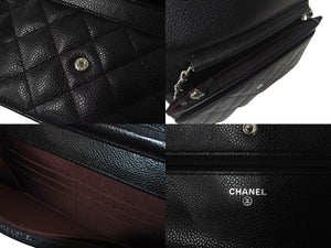 CHANEL シャネル マトラッセ チェーンショルダーウォレット シングルフラップ シングルチェーン 25番台 キャビアスキン 美品 中古 4c074155