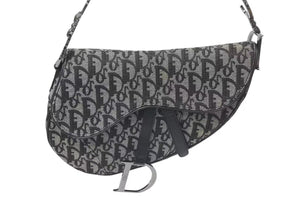 Christian Dior クリスチャンディオール Denim Trotter Saddle Bag デニムトロッターサドルバッグ ブラック 美品 中古 4c074156