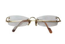 Load image into Gallery viewer, CARTIER カルティエ ツーポイント メガネ ゴールド オレンジ メタル 度入り 2648420 アイウェア 小物 美品 中古 4c074157
