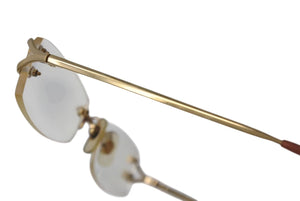 CARTIER カルティエ ツーポイント メガネ ゴールド オレンジ メタル 度入り 2648420 アイウェア 小物 美品 中古 4c074157
