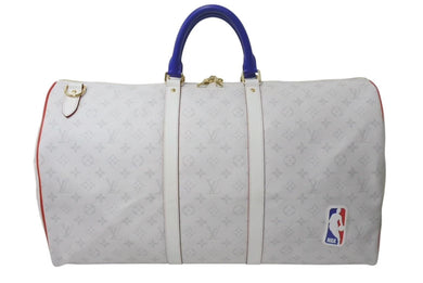 極美品 LOUIS VUITTON ルイヴィトン キーポルバンドリエール55 NBA コラボ ボストンバッグ M45586 ホワイト 中古 4c074159