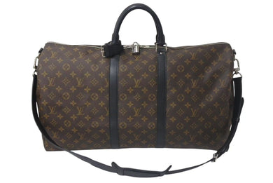 極美品 LOUIS VUITTON ルイヴィトン キーポルバンドリエール55 ボストンバッグ M56714 モノグラムマカサー ブラック 中古 4c074160