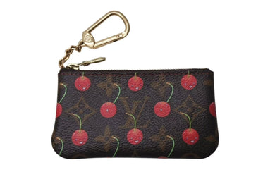 極美品 LOUIS VUITTON ルイヴィトン モノグラム チェリー ポシェットクレ コインケース ブラウン レッド 村上隆 M95042 中古 4c074161