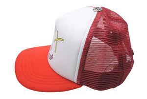 極美品 CHROME HEARTS クロムハーツ MATTY BOY マッティボーイ メッシュキャップ SEX RECORDS 帽子 サイズOS レッド 中古 4c074164