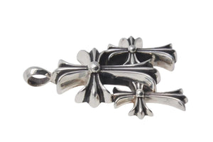極美品 CHROME HEARTS クロムハーツ トリプルCHクロス ペンダント スモール 重量約50.9g シルバー925 中古 4c074169