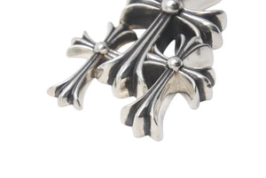 極美品 CHROME HEARTS クロムハーツ トリプルCHクロス ペンダント スモール 重量約50.9g シルバー925 中古 4c074169