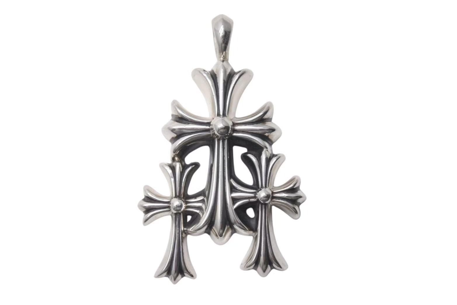 シルバー925 ネックレス 3連/6ポイントスター ダガー ベビーファットクロス シルバー925 ネックレス 3連/6ポイントスター ダガー ベビー