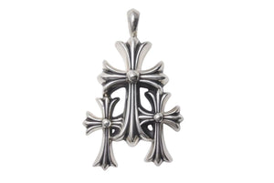 CHROME HEARTS クロムハーツ トリプルCHクロス ペンダント スモール 重量約53.8g シルバー925 美品 中古 4c074170