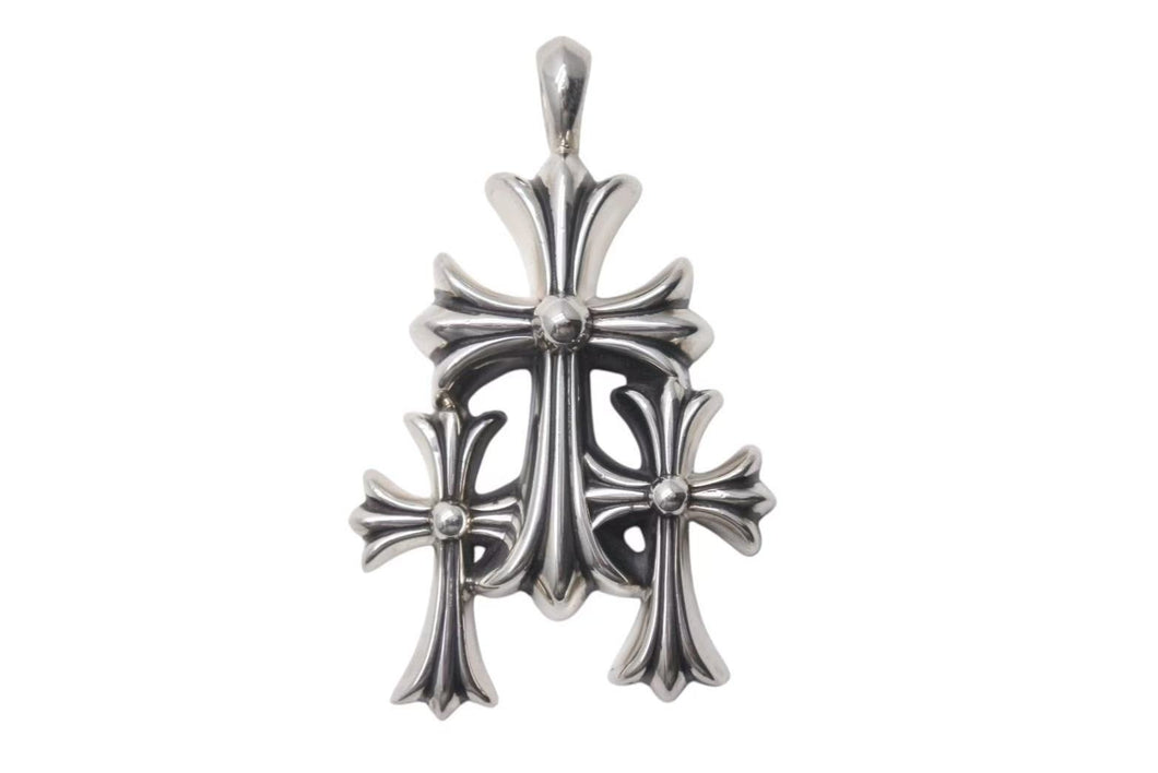 CHROME HEARTS クロムハーツ トリプルCHクロス ペンダント スモール 重量約53.8g シルバー925 美品 中古 4c074170