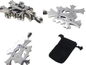 CHROME HEARTS クロムハーツ トリプルCHクロス ペンダント スモール 重量約53.8g シルバー925 美品 中古 4c074170