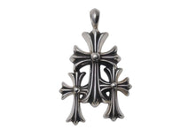Load image into Gallery viewer, 極美品 CHROME HEARTS クロムハーツ トリプルCHクロス ペンダント スモール 重量約52.6g シルバー925 中古 4c074172