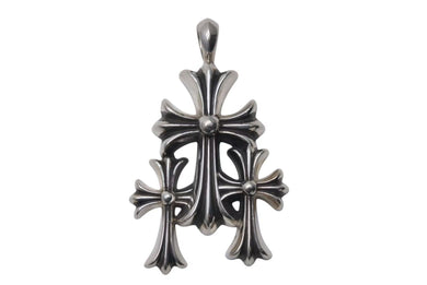 極美品 CHROME HEARTS クロムハーツ トリプルCHクロス ペンダント スモール 重量約52.6g シルバー925 中古 4c074172