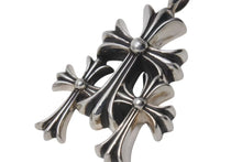 Load image into Gallery viewer, 極美品 CHROME HEARTS クロムハーツ トリプルCHクロス ペンダント スモール 重量約52.6g シルバー925 中古 4c074172