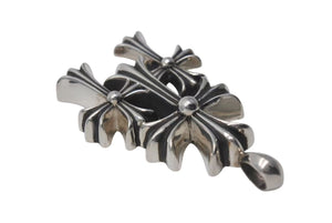 極美品 CHROME HEARTS クロムハーツ トリプルCHクロス ペンダント スモール 重量約52.6g シルバー925 中古 4c074172