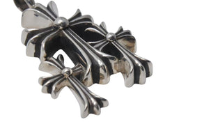 極美品 CHROME HEARTS クロムハーツ トリプルCHクロス ペンダント スモール 重量約52.6g シルバー925 中古 4c074172