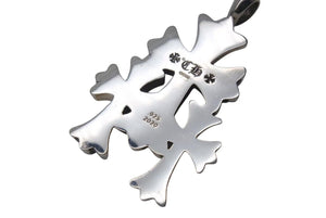 極美品 CHROME HEARTS クロムハーツ トリプルCHクロス ペンダント スモール 重量約52.6g シルバー925 中古 4c074172