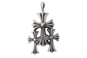 CHROME HEARTS クロムハーツ トリプルCHクロス ペンダント スモール 重量約53.6g シルバー925 美品 中古 4c074173