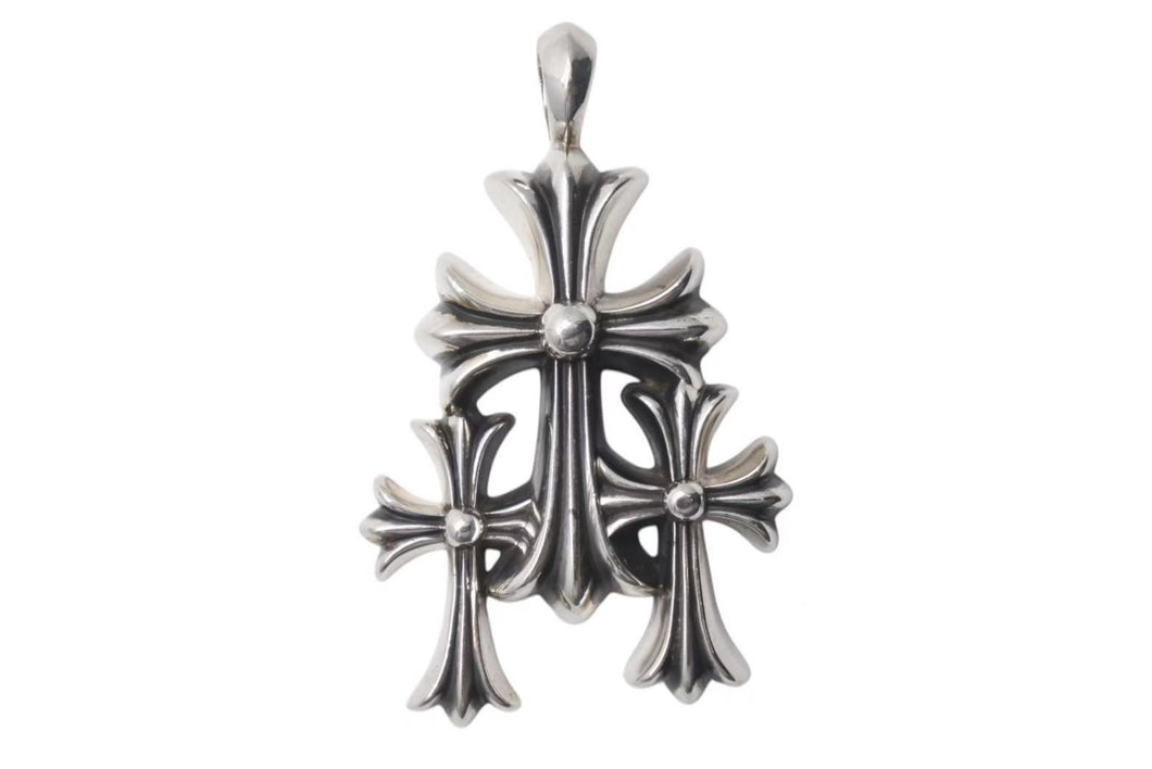 CHROME HEARTS クロムハーツ トリプルCHクロス ペンダント スモール 重量約53.6g シルバー925 美品 中古 4c074173