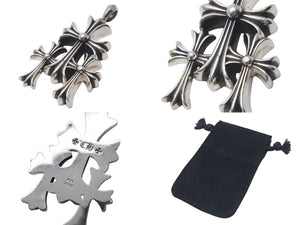 CHROME HEARTS クロムハーツ トリプルCHクロス ペンダント スモール 重量約53.6g シルバー925 美品 中古 4c074173