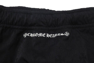 極美品 CHROME HEARTS クロムハーツ U TRASH PICKUP PLS NYLN トラックパンツ サイズXL ナイロン CHプラス ブラック 総柄 中古 4c074174