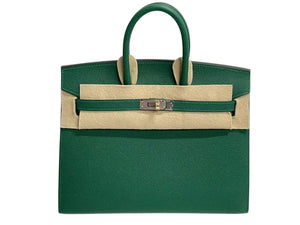 新品未使用 HERMES エルメス バーキン セリエ 25 ハンドバッグ ヴォーエプソン ヴェールモワイヤン コンビ金具 外縫い W刻印 中古 4c074175