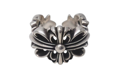 CHROME HEARTS クロムハーツ ダブルフローラルクロス リング 指輪 17号 16.4g シルバー 925 美品 中古 4c074176