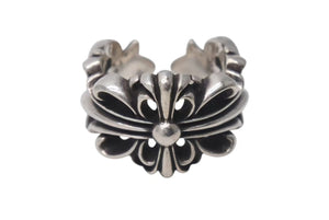 CHROME HEARTS クロムハーツ ダブルフローラルクロス リング 指輪 17号 16.4g シルバー 925 美品 中古 4c074176