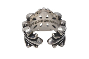 CHROME HEARTS クロムハーツ ダブルフローラルクロス リング 指輪 17号 16.4g シルバー 925 美品 中古 4c074176
