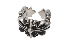 Load image into Gallery viewer, CHROME HEARTS クロムハーツ ダブルフローラルクロス リング 指輪 17号 16.4g シルバー 925 美品 中古 4c074176