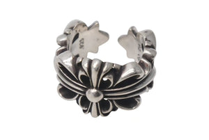 CHROME HEARTS クロムハーツ ダブルフローラルクロス リング 指輪 17号 16.4g シルバー 925 美品 中古 4c074176